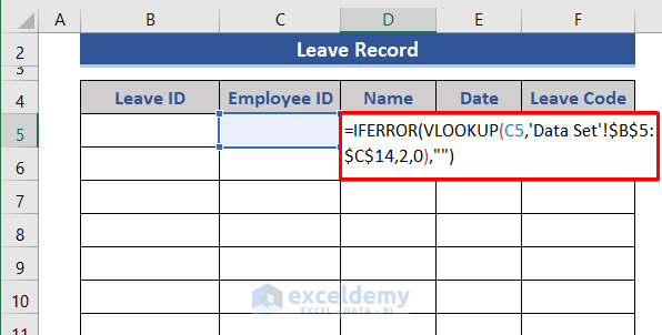  Create a Leave Record in Excel