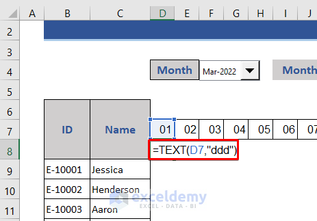 Calculate Monthly Leaves in Excel