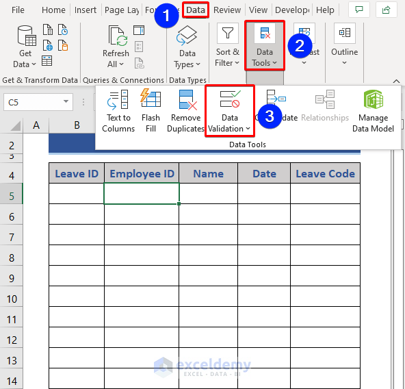 Create a Leave Record in Excel