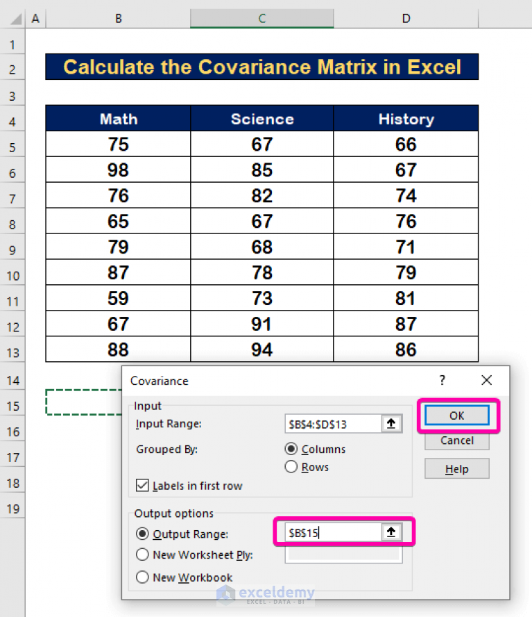 How To Calculate Covariance Matrix In Excel with Easy Steps 