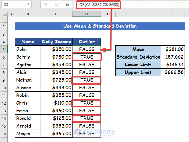 Handy Approaches to Calculate Outliers in Excel