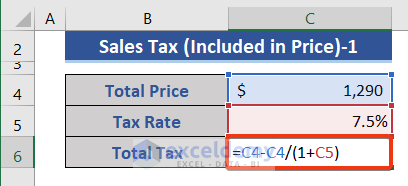 Calculate Sales Tax When Included in Price