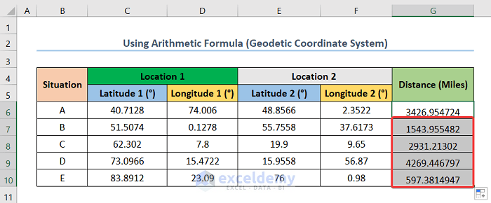 calculate distance geodetic formula