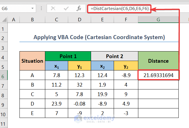 calculate cartesian with vba