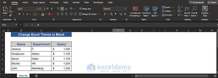 Change the Microsoft Office Theme in Excel