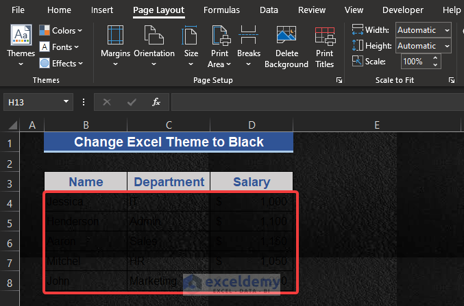 Change Worksheet’s Background in Excel