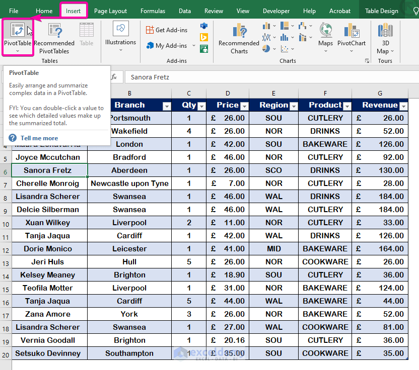 Steps to Connect Slicer to Multiple Pivot Tables from Different Data Source