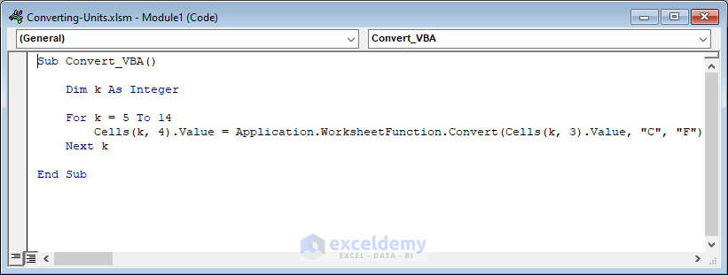 Conversion With VBA - How to Convert Units in Excel