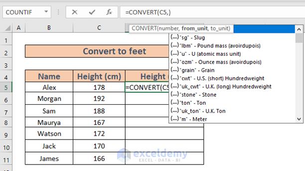 adopteren Geurloos vloot How to Convert CM to Feet and Inches in Excel (3 Effective Ways)