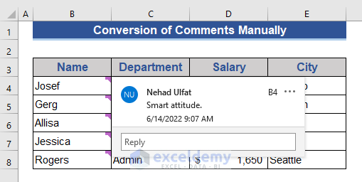 Convert Comments Manually