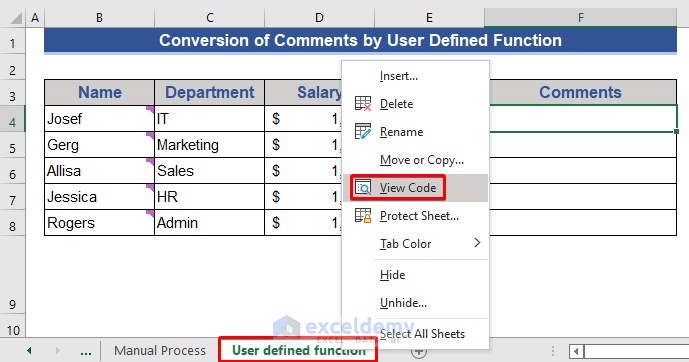 User Defined Function to Convert Comments to Notes