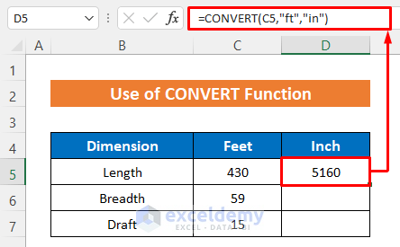 Using Excel CONVERT Function to Change Feet to Inches
