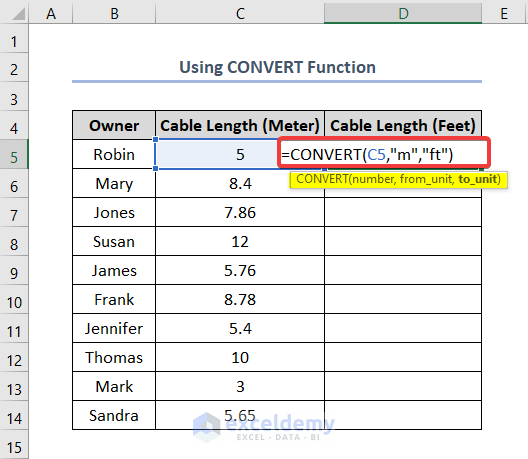 puur Anoi Ontvangst How to Convert Meters to Feet in Excel (4 Useful Methods) - ExcelDemy