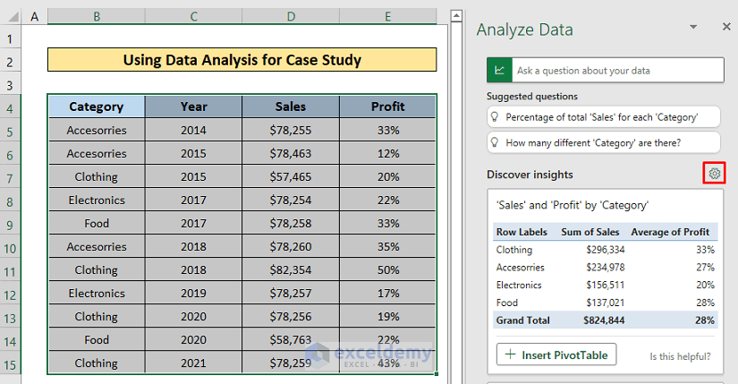 data analysis case study excel