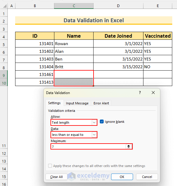 Data Validation and Consolidation in Excel 11