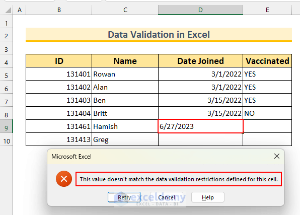Data Validation and Consolidation in Excel 15