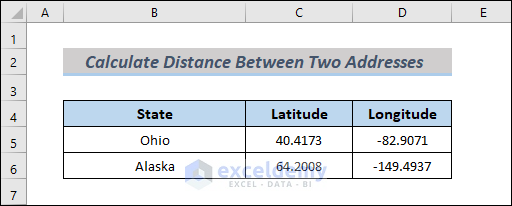 Dataset Overview for Calculating Distance