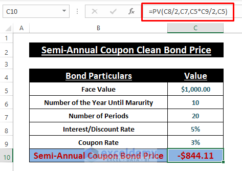 Dirty Bond Price-Calculate Bond Price in Excel