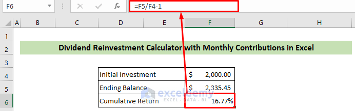 Dividend Reinvestment Calculator with Monthly Contributions in Excel