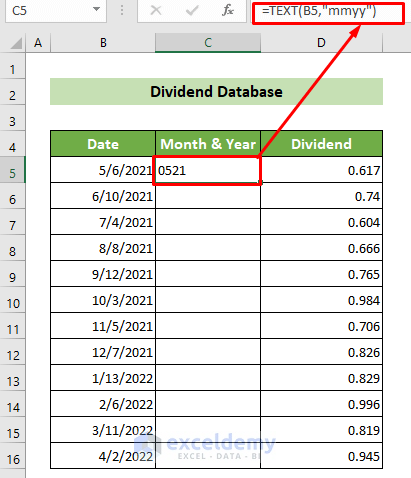 Using the TEXT Function to Extract Month and Year from a Date