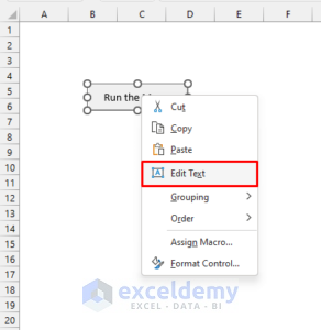 Changing the Display to Edit a Macro Button in Excel