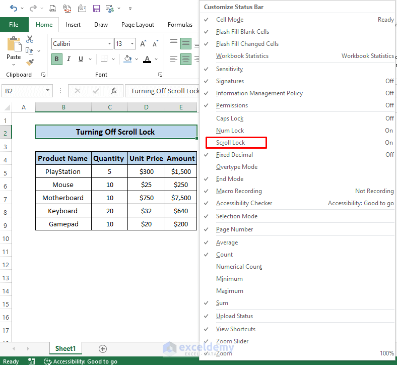 Excel Arrows Scrolling Not Moving Cells 