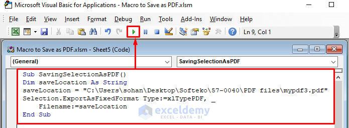 Saving Selection as PDF with Macro