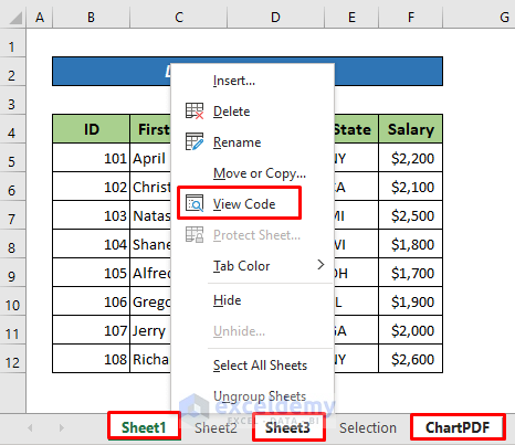Using Loop through Selected Sheets in Excel Macro to Save as PDF 