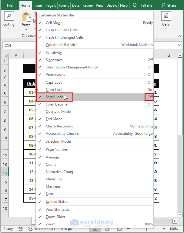 Excel Scroll Lock-Cursor Keys Not Working in Excel
