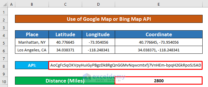 excel vba calculate distance between two addresses or coordinates