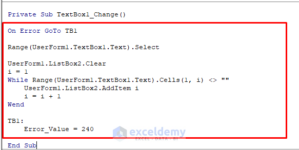 TextBox1 Code to Filter Date Range Based On Cell Value in Excel VBA