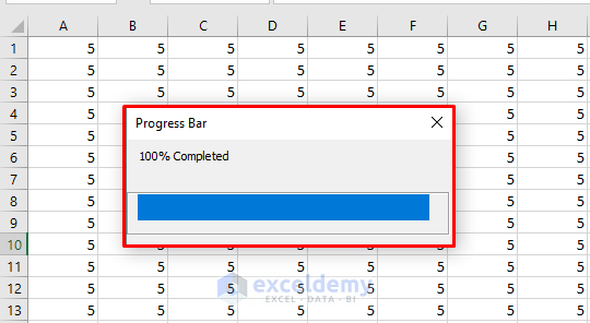 Progress Bar While a Macro is Running in Excel VBA