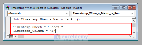 Inserting Inputs to TimeStamp When a Macro is Run in Excel
