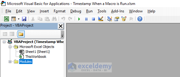 Opening the VBA Window to TimeStamp When a Macro is Run in Excel