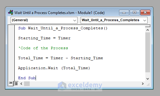 Excel VBA Wait Until Process Complete Quick View