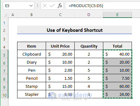 Convert Formula to Value in Multiple Cells with Keyboard Shortcut