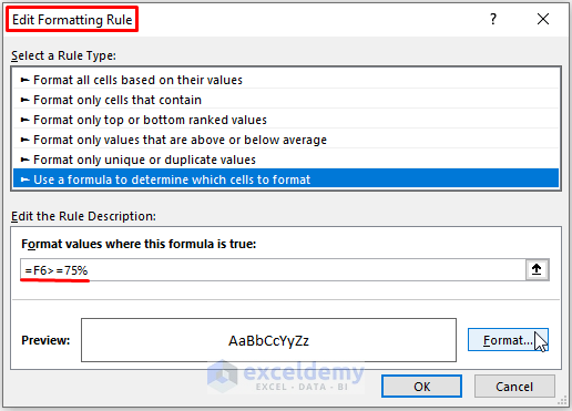 Edit Formatting Rule