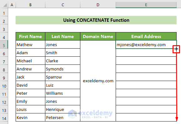 Copy Formula to Create All Email Addresses
