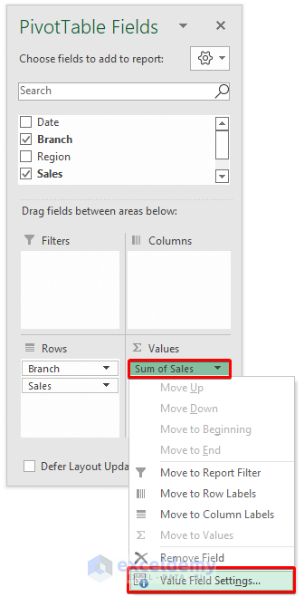 Organize Data in Excel Pivot Table