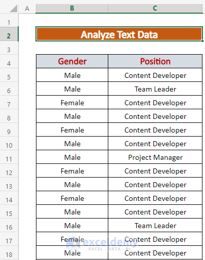 how to analyze text data in excel