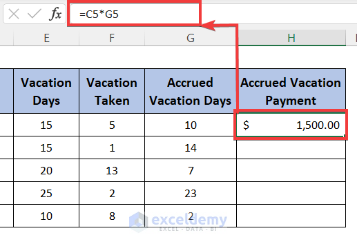 Calculate Accrued Vacation Time 