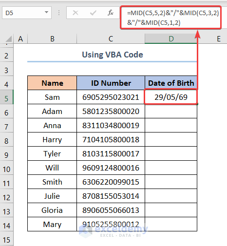 How to Calculate Age in Excel from ID Number Using VBA Code
