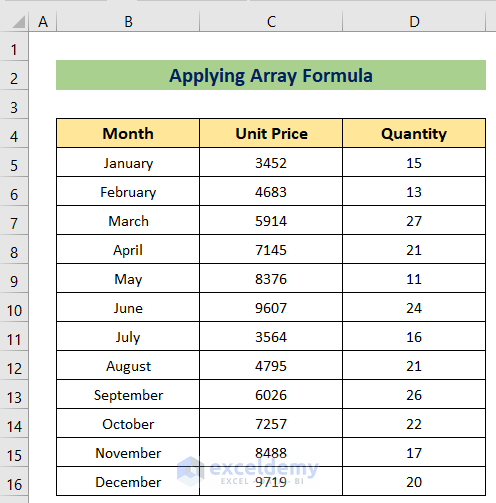 Applying an Array Formula to Calculate Annual Sales