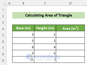 Triangle Dimensions to Calculate Area