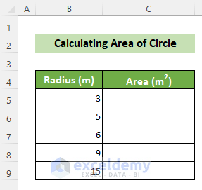 Circle Dimensions to Calculate Area