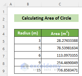 Excel Area Function Examples How to Calculate Area in Excel Sheet: 2 Methods