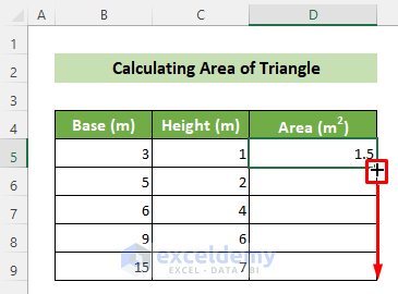 Copy Triangle Area Formula by Fill Handle