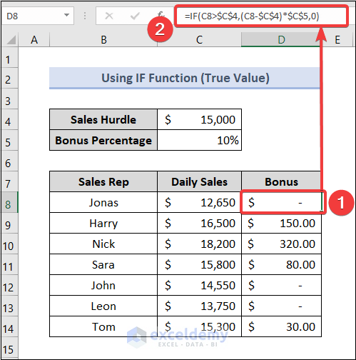 How to Calculate Bonus in Excel Using IF Function