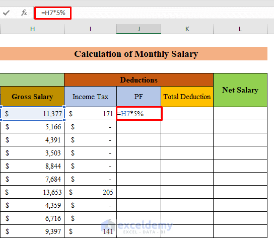 Perform Necessary Deduction from Gross Salary