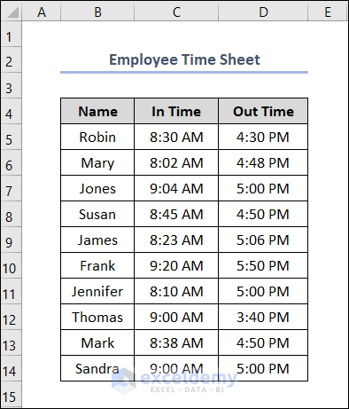 How to Calculate Time Range in Excel